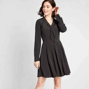 Modcloth Pleasant Confidence Tie Neck Dress in Black